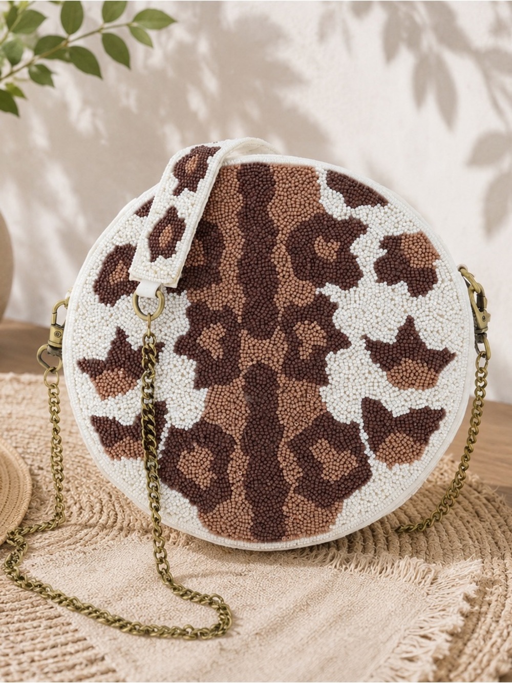 Jane Marie Spot On Beaded Leopard Crossbody Purse NWT